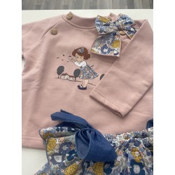 conjunto sudadera muñeca y faldita liberty