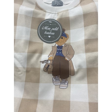 vestido cuadros beige oso