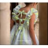 vestido rayas fluor y celeste