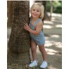 peto denim y rayas amarillas