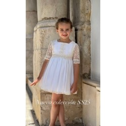 vestido con manga tul verde musgo