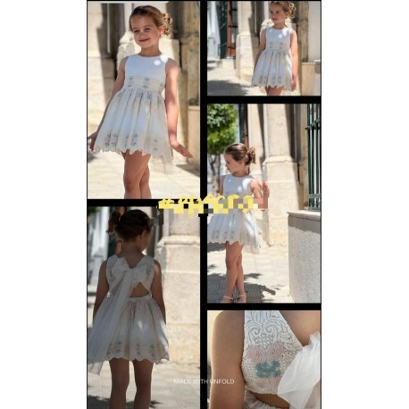 vestido tul flor bordada