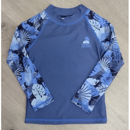 camiseta licra hojas azules