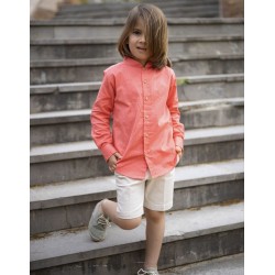 camisa coral cuello mao