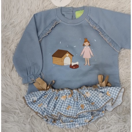 sudadera y braguita vichy/perros