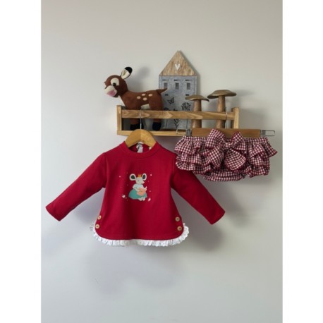 sudadera y braguita vichy guinda