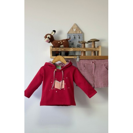 sudadera y pantalon vichy guinda
