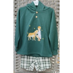 sudadera y pantalon verde/dorado