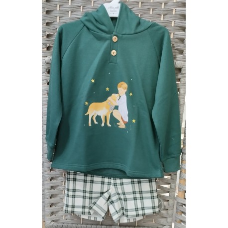 sudadera y pantalon verde/dorado