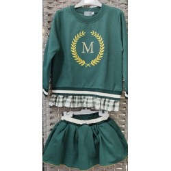 sudadera M y falda verde/dorado