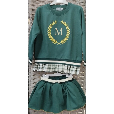 sudadera M y falda verde/dorado