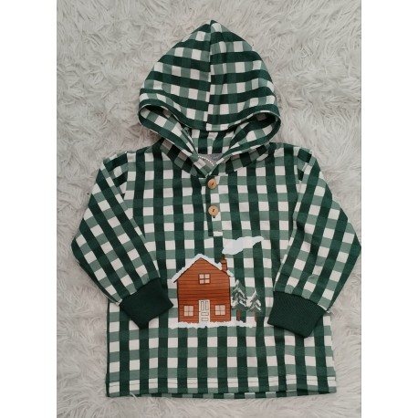 sudadera cuadros verde botella casita