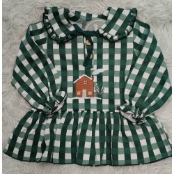 vestido felpa cuadros verde botella casita