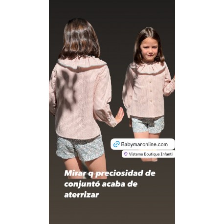 conjunto camisa cuadros falda pantalon liberty